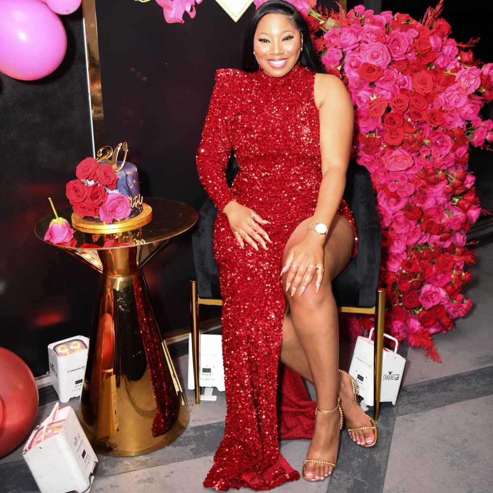Red sequin dress